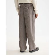 Снимка на SCOTCH&SODA MEN'S HERRINGBONE YARN-DYED PLEATED BAGGY FIT CHINO IN MEDIUM BROWN 5