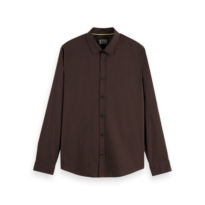 Снимка на SCOTCH&SODA MEN'S STRIPED SLIM FIT POPLIN SHIRT IN DARK BROWN