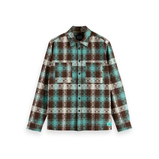 Show details for SCOTCH&SODA MEN'S ABSTRACT CHECK RELAXED FIT SHIRT IN GREEN 1 - FanPoint Picture of SCOTCH&SODA MEN'S ABSTRACT CHECK RELAXED FIT SHIRT IN GREEN 1