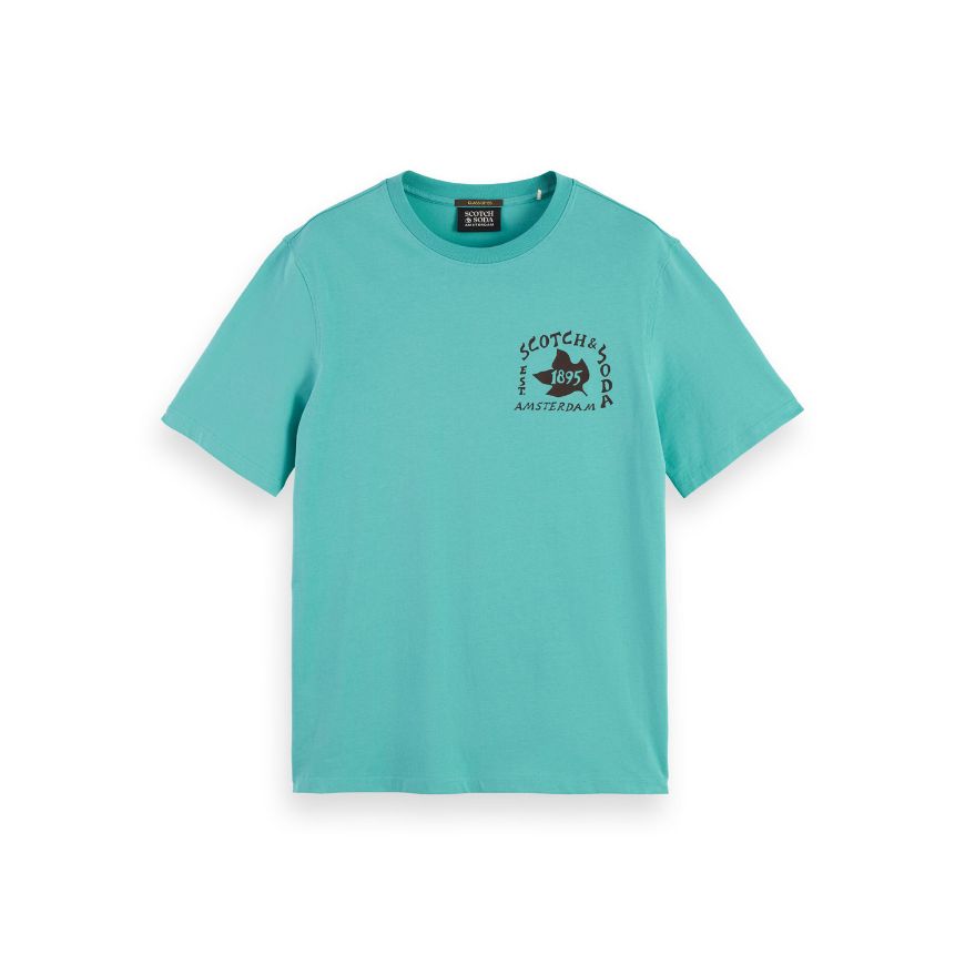 Снимка на SCOTCH&SODA MEN'S REGULAR FIT FRONT + BACK AW T-SHIRT IN DARK GREEN