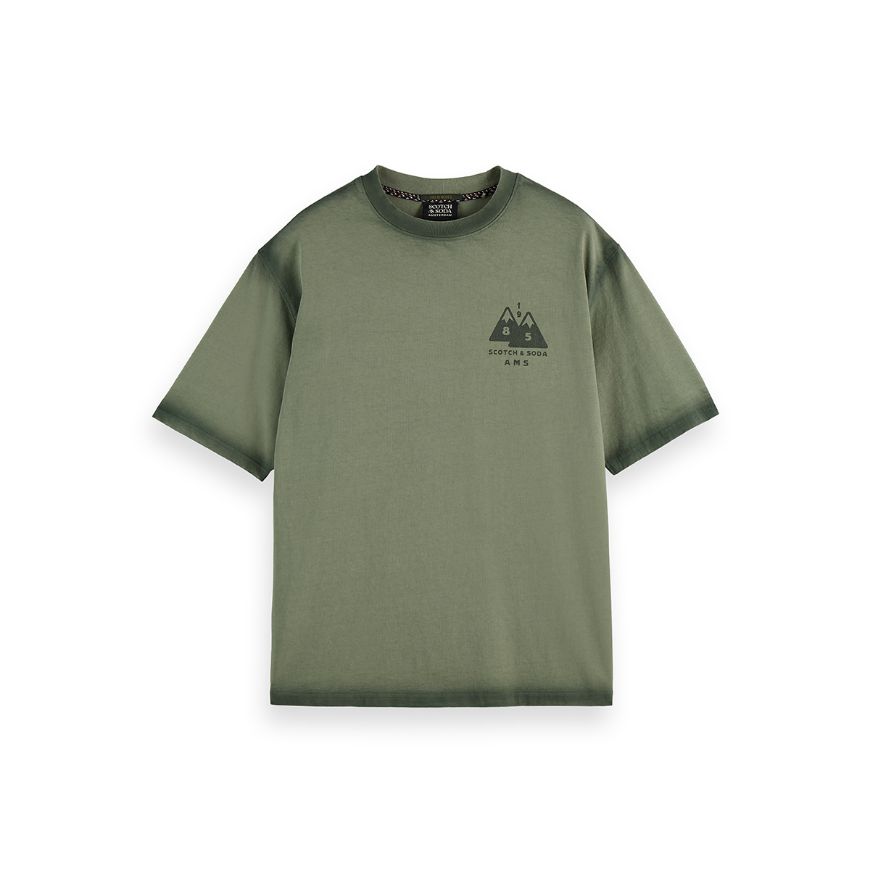 Снимка на SCOTCH&SODA MEN'S LOOSE FIT GARMENT DYE AW T-SHIRT IN DARK GREEN