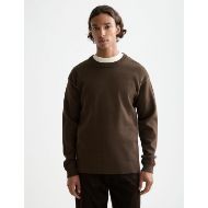 Снимка на SCOTCH&SODA MEN'S MERINO DOUBLE FACE DROPPED SHOULDER CREWNECK IN DARK BROWN 4