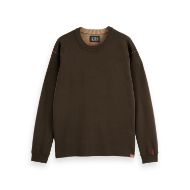 Снимка на SCOTCH&SODA MEN'S MERINO DOUBLE FACE DROPPED SHOULDER CREWNECK IN DARK BROWN 1