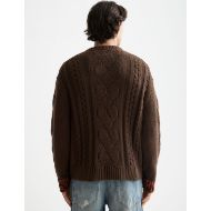 Снимка на SCOTCH&SODA MEN'S V-NECK CHUNKY CABLE LOOSE FIT PULLOVER IN DARK BROWN 5
