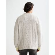 Снимка на SCOTCH&SODA MEN'S V-NECK CHUNKY CABLE LOOSE FIT PULLOVER IN MEDIUM BEIGE 5