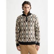 Picture of SCOTCH&SODA MEN'S ARGYLES JACQUARD DROPPED SHOULDER PULLOVER IN MEDIUM BROWN 4