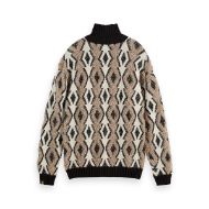 Picture of SCOTCH&SODA MEN'S ARGYLES JACQUARD DROPPED SHOULDER PULLOVER IN MEDIUM BROWN 2
