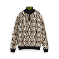Picture of SCOTCH&SODA MEN'S ARGYLES JACQUARD DROPPED SHOULDER PULLOVER IN MEDIUM BROWN 1