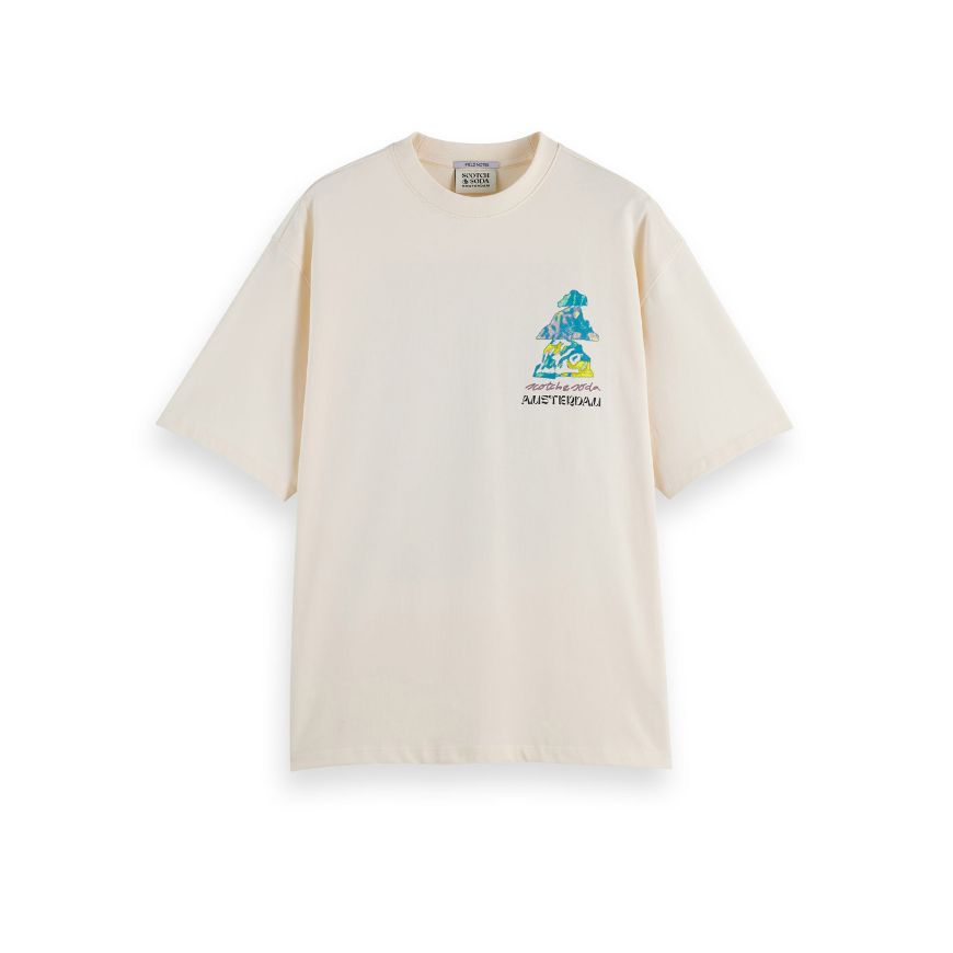 Снимка на SCOTCH&SODA MEN'S LOOSE FIT FRONT AND BACK ARTWORK T-SHIRT IN WHITE