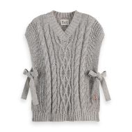 Снимка на SCOTCH&SODA WOMEN'S CABLE STITCH SPENCER IN LIGHT GREY MELANGE 1