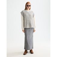Снимка на SCOTCH&SODA WOMEN'S CABLE STITCH SPENCER IN LIGHT GREY MELANGE 7
