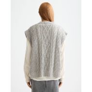Снимка на SCOTCH&SODA WOMEN'S CABLE STITCH SPENCER IN LIGHT GREY MELANGE 5