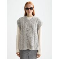 Снимка на SCOTCH&SODA WOMEN'S CABLE STITCH SPENCER IN LIGHT GREY MELANGE 4