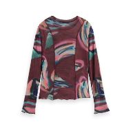 Снимка на SCOTCH&SODA WOMEN'S ALL OVER PRINTED MESH LONG SLEEVE T-SHIRT IN ABSTRACT MOUNTAIN 2