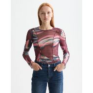 Снимка на SCOTCH&SODA WOMEN'S ALL OVER PRINTED MESH LONG SLEEVE T-SHIRT IN ABSTRACT MOUNTAIN 4