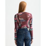 Снимка на SCOTCH&SODA WOMEN'S ALL OVER PRINTED MESH LONG SLEEVE T-SHIRT IN ABSTRACT MOUNTAIN 5