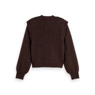 Снимка на SCOTCH&SODA WOMEN'S SHOULDER DETAIL CREW NECK PULLOVER IN CHOCOLATE PLUM 2