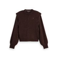 Снимка на SCOTCH&SODA WOMEN'S SHOULDER DETAIL CREW NECK PULLOVER IN CHOCOLATE PLUM 1