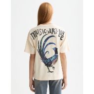Снимка на SCOTCH&SODA WOMEN'S WASHED ARTWORK LOOSE FIT T-SHIRT IN EGGNOG 5
