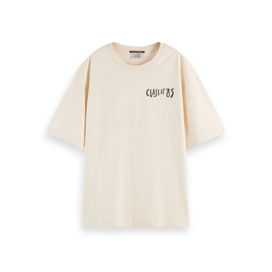 Снимка на SCOTCH&SODA WOMEN'S WASHED ARTWORK LOOSE FIT T-SHIRT IN EGGNOG