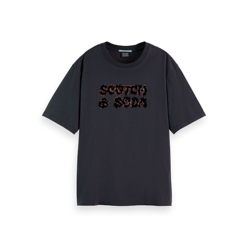 Снимка на SCOTCH&SODA WOMEN'S LOOSE FIT T-SHIRT WITH LEOPARD ARTWORK IN METEORITE