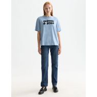 Снимка на SCOTCH&SODA WOMEN'S LOOSE FIT T-SHIRT WITH LEOPARD ARTWORK IN FADED DENIM 7