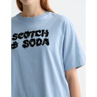 Снимка на SCOTCH&SODA WOMEN'S LOOSE FIT T-SHIRT WITH LEOPARD ARTWORK IN FADED DENIM 6