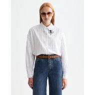 Снимка на SCOTCH&SODA WOMEN'S GIRLFRIEND SHIRT IN BRIGHT WHITE / FADED DENIM STRIPE 4