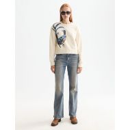 Picture of SCOTCH&SODA WOMEN'S WASHED ARTWORK LOOSE FIT SWEATER IN EGGNOG 7