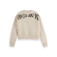 Picture of SCOTCH&SODA WOMEN'S WASHED ARTWORK LOOSE FIT SWEATER IN EGGNOG 2