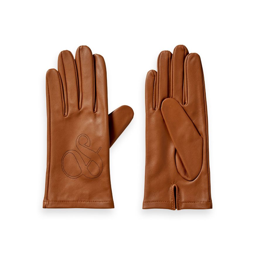 Снимка на SCOTCH&SODA WOMEN'S PERFORATED LEATHER GLOVES IN TAN