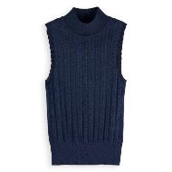 Снимка на SCOTCH&SODA WOMEN'S METALLIC POINTELLE KNITTED TANK IN METEORITE/PEACOAT METALLIC 1