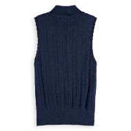 Снимка на SCOTCH&SODA WOMEN'S METALLIC POINTELLE KNITTED TANK IN METEORITE/PEACOAT METALLIC 2