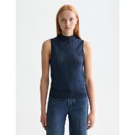 Снимка на SCOTCH&SODA WOMEN'S METALLIC POINTELLE KNITTED TANK IN METEORITE/PEACOAT METALLIC 4