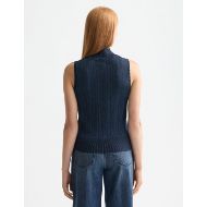 Снимка на SCOTCH&SODA WOMEN'S METALLIC POINTELLE KNITTED TANK IN METEORITE/PEACOAT METALLIC 5