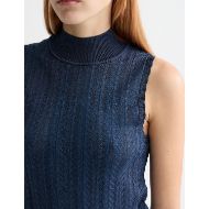 Снимка на SCOTCH&SODA WOMEN'S METALLIC POINTELLE KNITTED TANK IN METEORITE/PEACOAT METALLIC 6