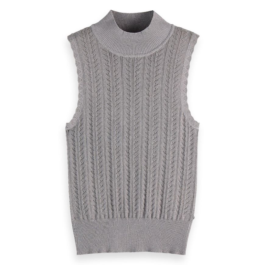 Снимка на SCOTCH&SODA WOMEN'S METALLIC POINTELLE KNITTED TANK IN SILVER