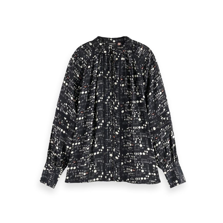 Снимка на SCOTCH&SODA WOMEN'S SHIRT WITH LACE AND TIES IN MOON GARDENING