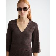 Снимка на SCOTCH&SODA WOMEN'S METALLIC POINTELLE PULLOVER IN CHOCOLATE PLUM METALLIC 6