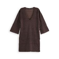 Снимка на SCOTCH&SODA WOMEN'S METALLIC POINTELLE PULLOVER IN CHOCOLATE PLUM METALLIC 1