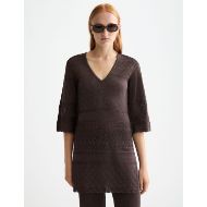 Снимка на SCOTCH&SODA WOMEN'S METALLIC POINTELLE PULLOVER IN CHOCOLATE PLUM METALLIC 4