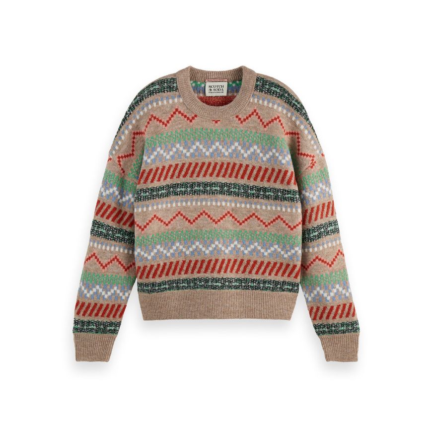 Снимка на SCOTCH&SODA WOMEN'S FAIR ISLE RELAXED PULLOVER IN TANNIN MELANGE