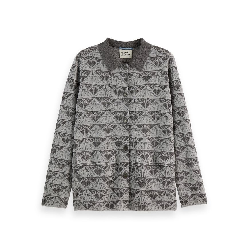 Снимка на SCOTCH&SODA WOMEN'S JACQUARD KNITTED JACKET IN SILVER/GUNMETAL