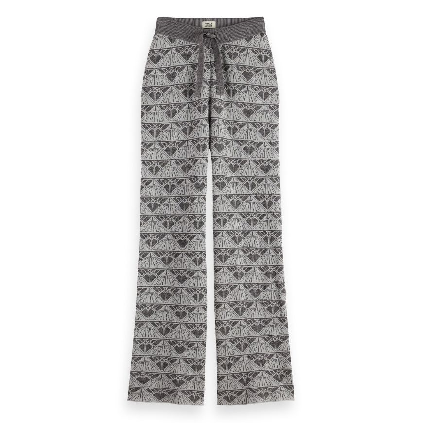 Снимка на SCOTCH&SODA WOMEN'S MONOGRAM JACQUARD KNITTED TROUSERS IN SILVER/GUNMETAL