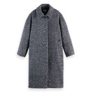 Picture of SCOTCH&SODA WOMEN'S WOOL BLEND CARCOAT IN CHARCOAL/ FADED DENIM HERRINGBONE 1