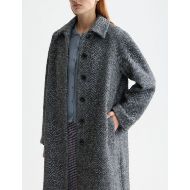 Picture of SCOTCH&SODA WOMEN'S WOOL BLEND CARCOAT IN CHARCOAL/ FADED DENIM HERRINGBONE 5