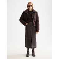 Picture of SCOTCH&SODA WOMEN'S AVIATOR COLLAR PUFFER IN CHOCOLATE PLUM 7