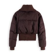 Picture of SCOTCH&SODA WOMEN'S AVIATOR COLLAR PUFFER IN CHOCOLATE PLUM 2