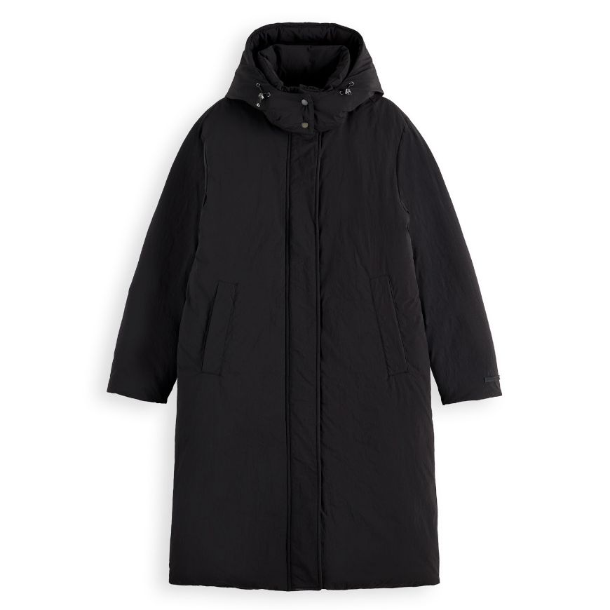 Picture of SCOTCH&SODA WOMEN'S CLEAN LONGLINE PUFFER IN METEORITE