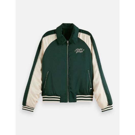 Показвай детайлите за SCOTCH&SODA WOMEN'S REVERSIBLE SOUVENIR JACKET 750 IN SCARAB 1 - FanPoint Снимка на SCOTCH&SODA WOMEN'S REVERSIBLE SOUVENIR JACKET 750 IN SCARAB 1